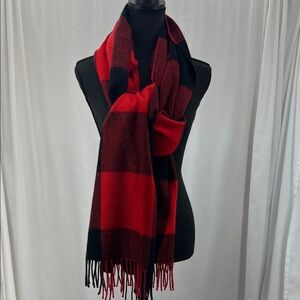 J. Crew Bold Red and Black Plaid Scarf
